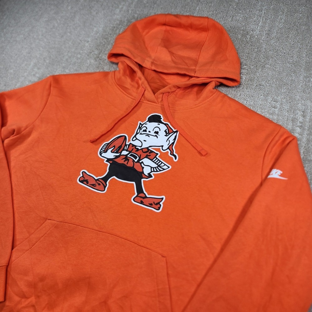Cleveland Browns Hoodie Men Large Nike NFL Club Fleece Pullover Orange